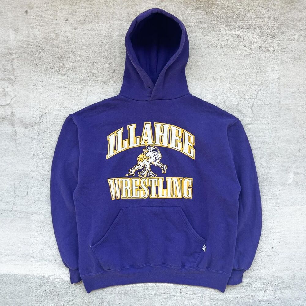 1990s Vintage Russell Athletic Illahee Wrestling Varsity High School Hoodie